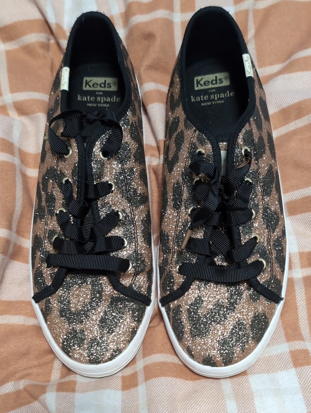 Keds x kate spade New York Black and Gold Logo Slip-On Sneakers